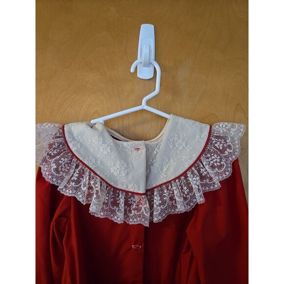 Vintage Mini World Full Red Holiday Dress Girls Size 6X USA Lace Trim - Picture 5 of 7